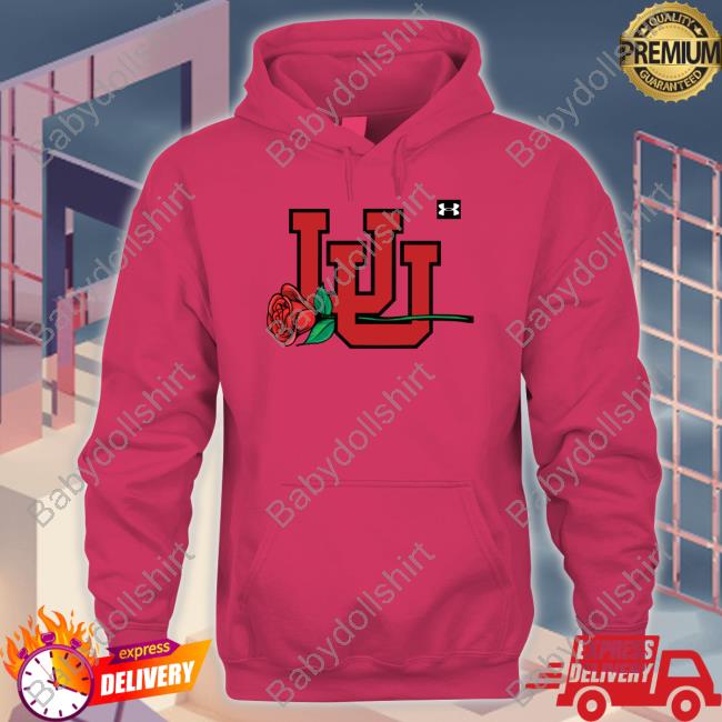 Official Utah Football Interlocking Utah Utes Football Rose Hoodie Official Utah Football Interlocking Utah Utes Football Rose Hoodie